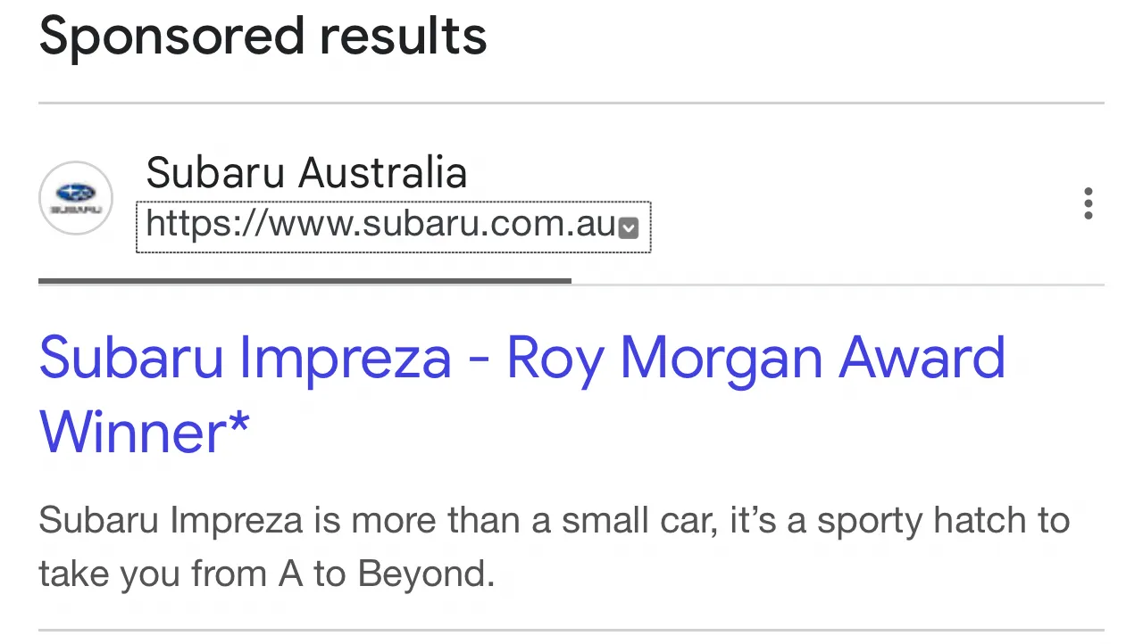 swipeable text ads