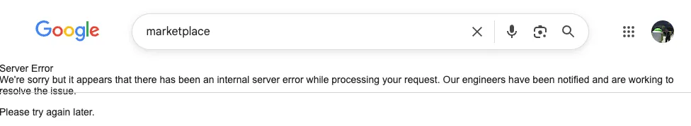 google server error